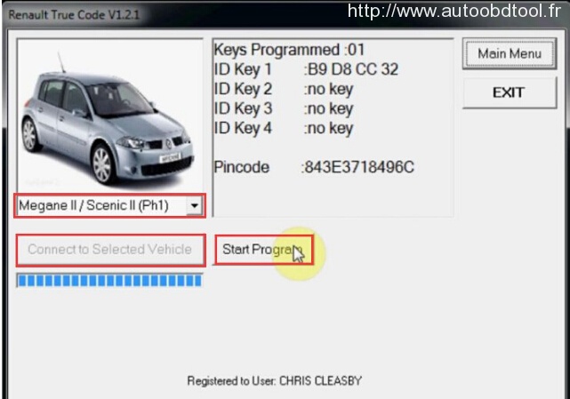 Programmer la carte-clé Renault Megane II avec FNR 4 en 1